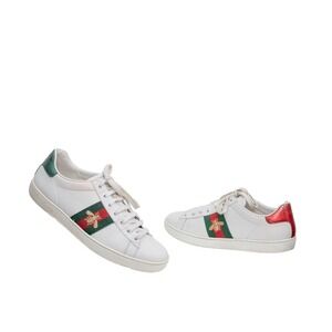 Gucci Ace Web Bee Sneakers White Leather – Size 37 (US 7 / UK 4 / EU 37)